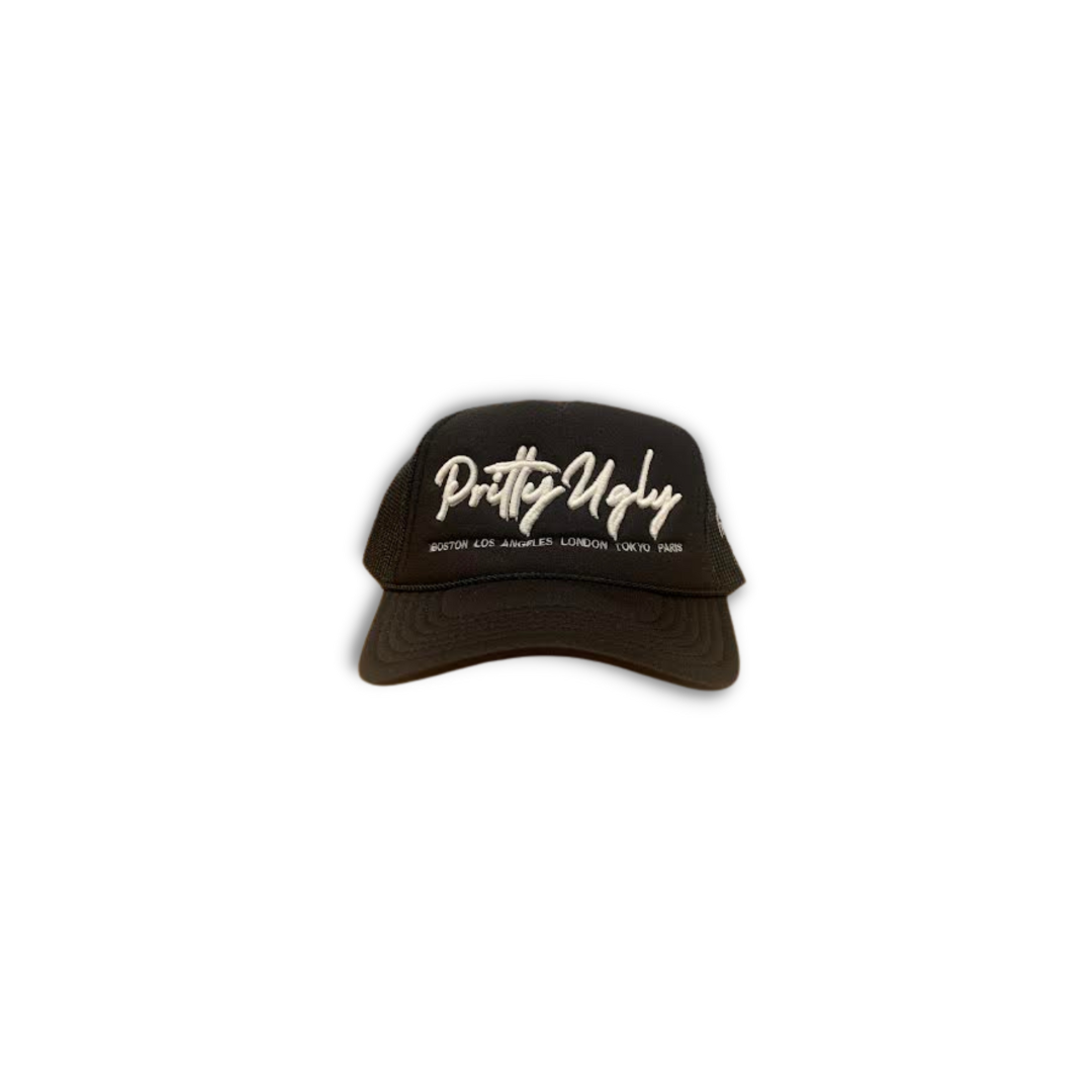 "WORLD TOUR" Trucker Hat (Black/White) Pritty Ugly