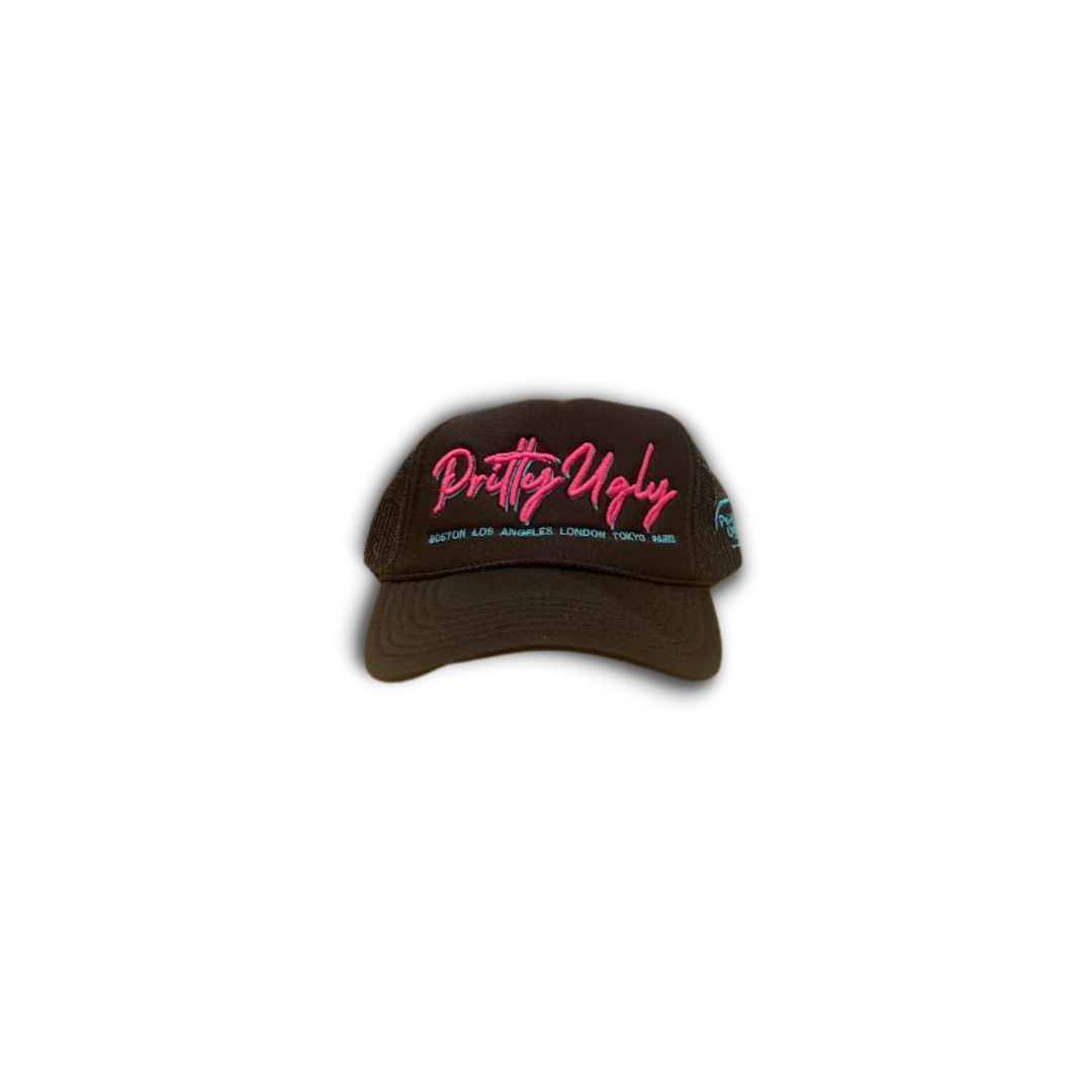 "WORLD TOUR" Trucker Hat (Black/Pink) Pritty Ugly